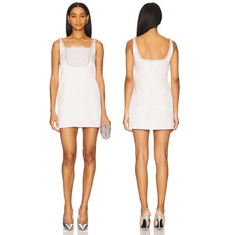 Self-Portrait Bow Mini Dress Satin Pearl Embellished Party Cocktail Coquette 2